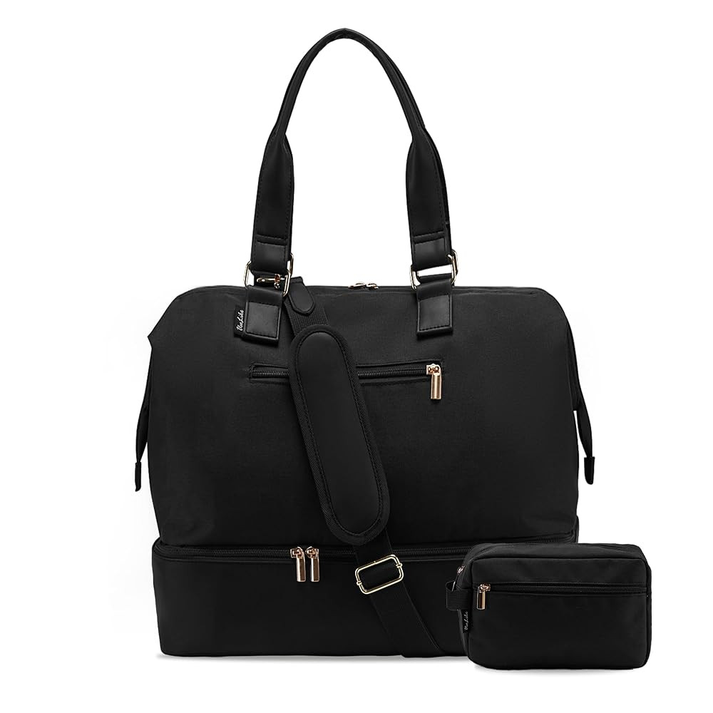 Weekender Bags for Women, Large Travel Duffel Bag with Shoes Compartment, Carry On Overnight Tote... | Amazon (US)