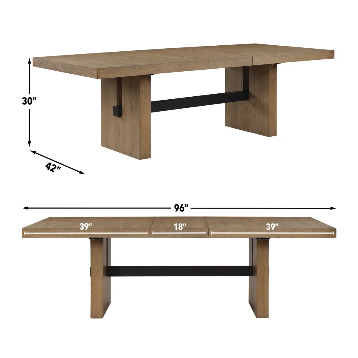 Rickye 78-96" Extendable Oak Trestle Wood Dining Table | Wayfair North America