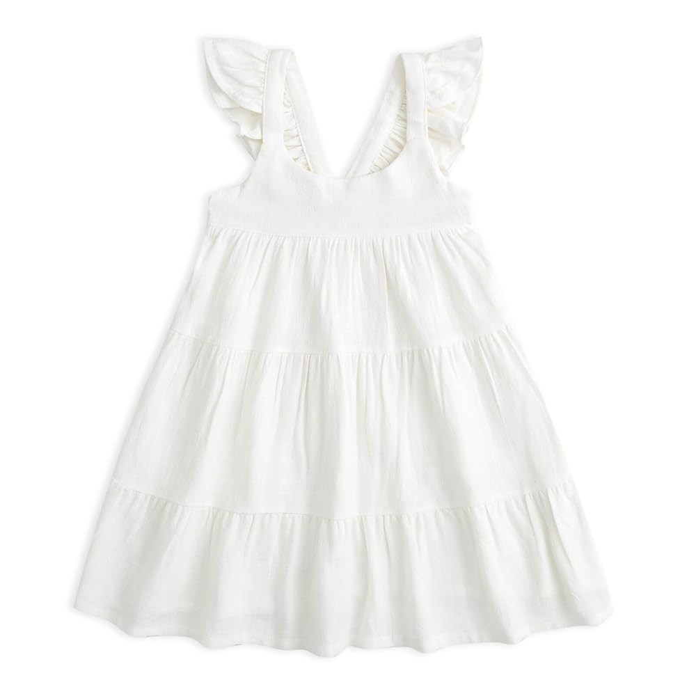 Curipeer Toddler Girls Linen Solid Dress with Smocking Girls Casual Sleeveless Dress 12M-8T | Amazon (US)