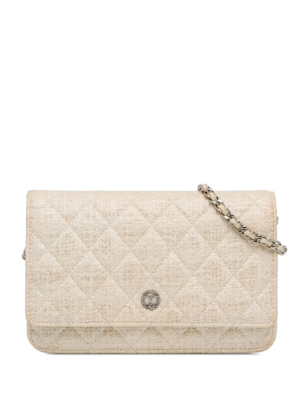 CHANEL Pre-Owned 2012-2013 CC Coated Tweed Wallet On Chain crossbody bag - Brown | Farfetch Global