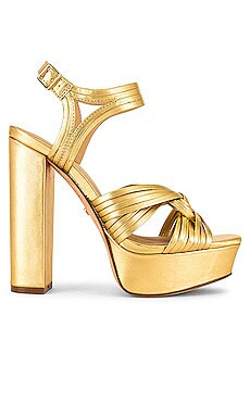 Strappy Platform Sandal in Gold | Revolve Clothing (Global)