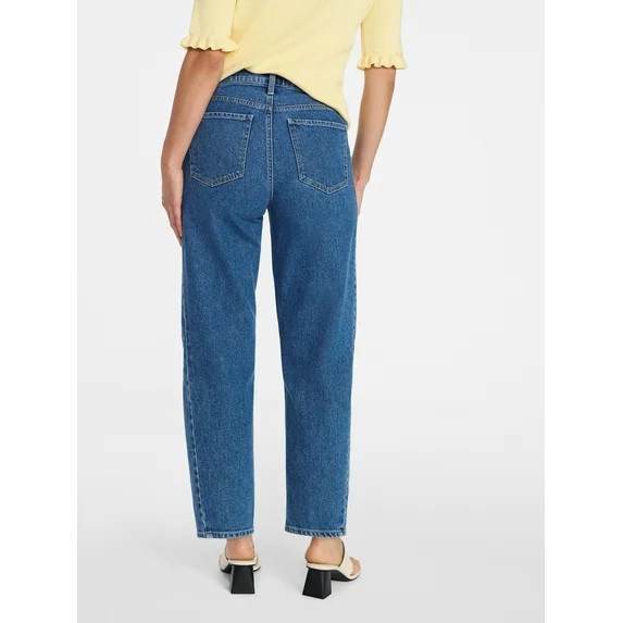 Time and Tru Women's High Rise Barrel Jeans, 28" Inseam, Sizes 0-20 | Walmart (US)