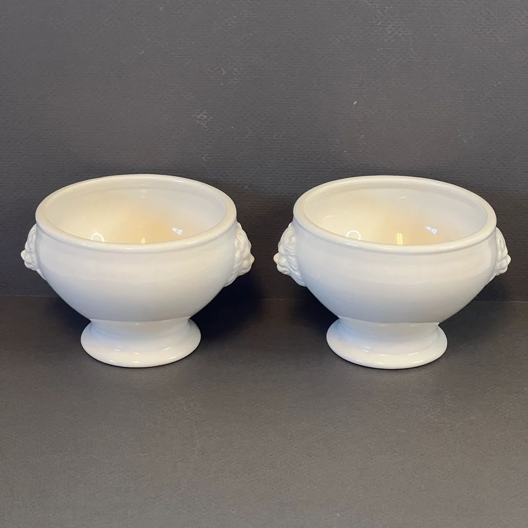 2 Una By Norpro Porcelain Lion Head Bowls 12oz White 3.5x4” | Etsy (US)