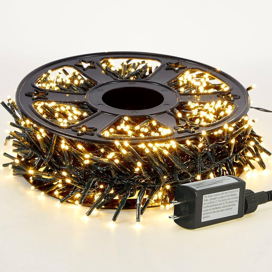 82FT 1000LED Warm White Christmas Lights Outdoor with 8 Modes, IP44 Waterproof Plug in Christmas ... | Amazon (US)