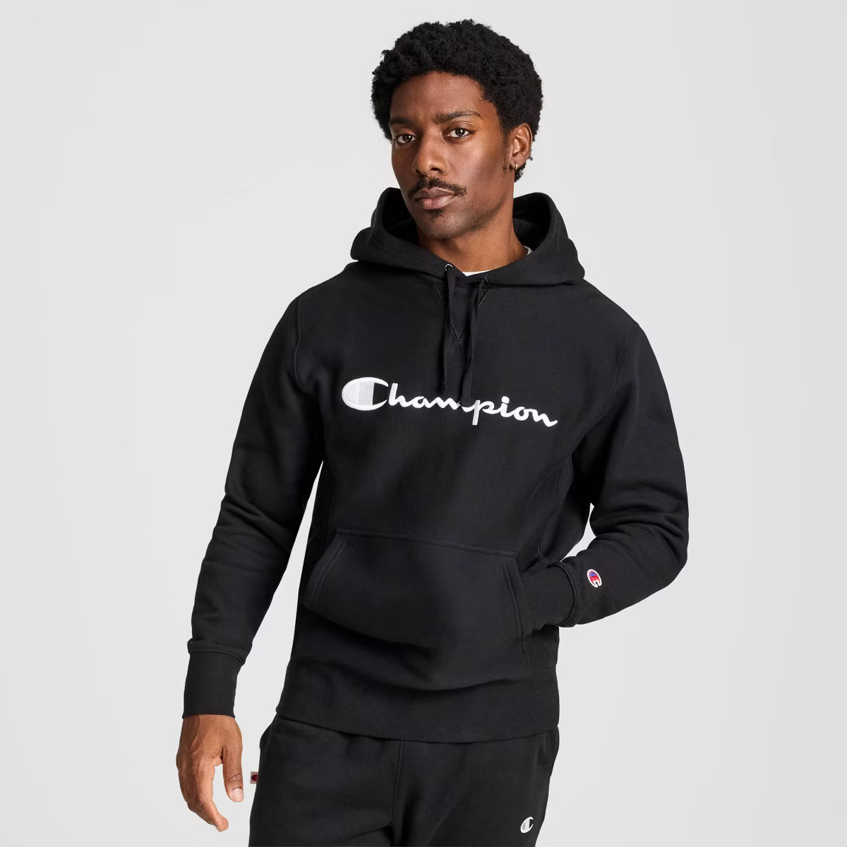Champion Adult Sizing Iconic Embroidered Fleece Hooded Sweatshirt - Black L | Target