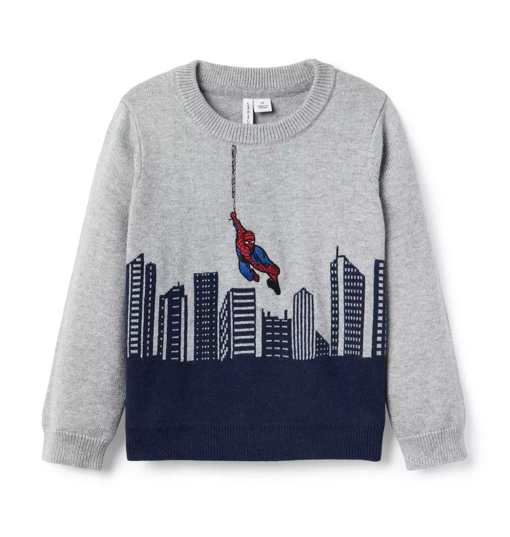 Janie and Jack | Marvel Spider-Man Sweater - Grey / 6 | Janie and Jack