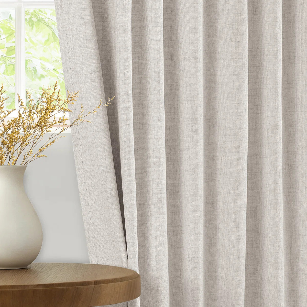 Graciella Thermal Insulated Faux Linen Textured 100% Blackout Curtains for Bedroom Living Room Ba... | Wayfair North America