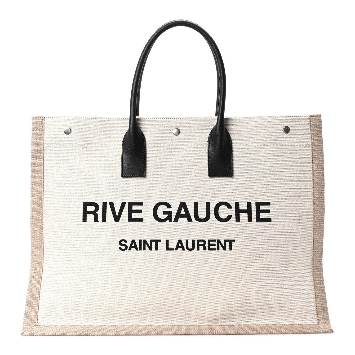 Linen Calfskin Small Rive Gauche Tote Greggio Natural | FASHIONPHILE (US)