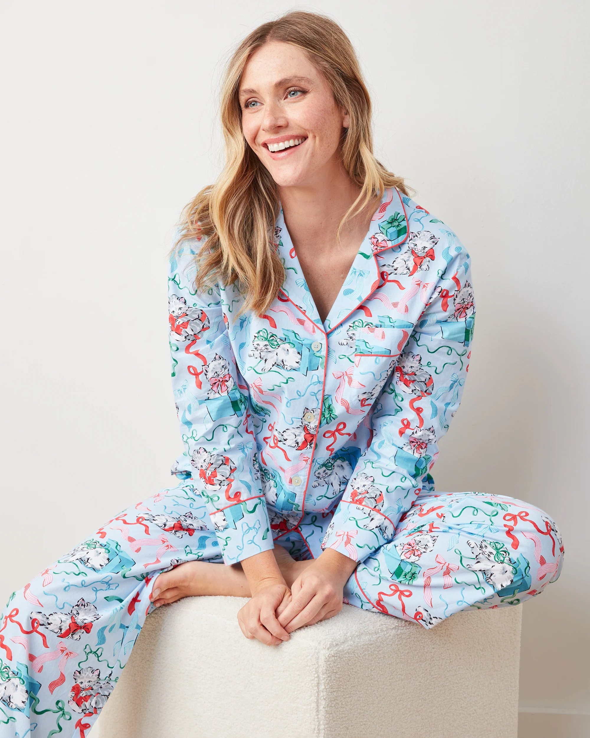 PF x The Hiltons Wrapped Gifts - Long PJ Set - Baby Blue | Printfresh