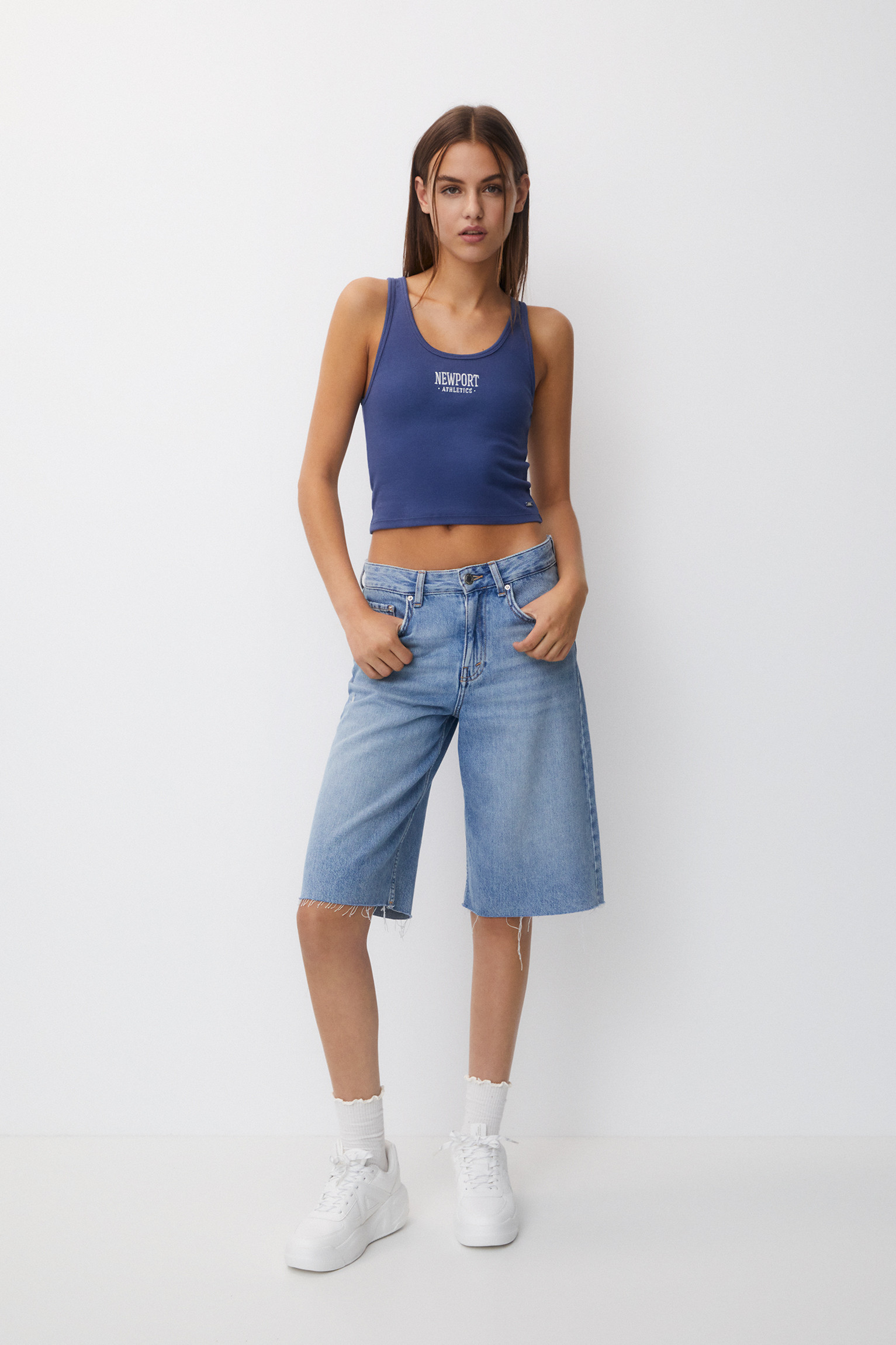 Newport embroidery vest top | PULL and BEAR UK