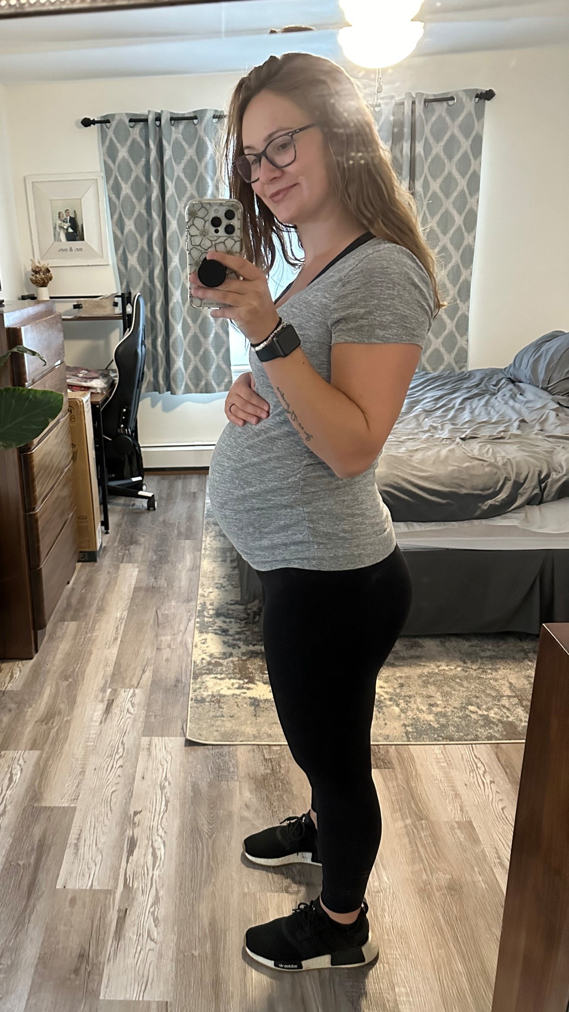 Comfy/active maternity outfit. I personally didn’t like maternity leggings and continued to wear my lululemon aligns. I am now a year postpartum and have no issues with them being stretched out from wearing them throughout my pregnancy

#LTKBump #LTKActive #LTKBaby