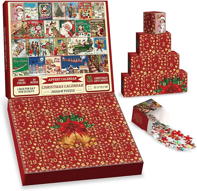 Christmas Advent Calendar Puzzle 1000 Piece for Adult, Christmas Countdown Calendar 2024 Jigsaw P... | Amazon (US)