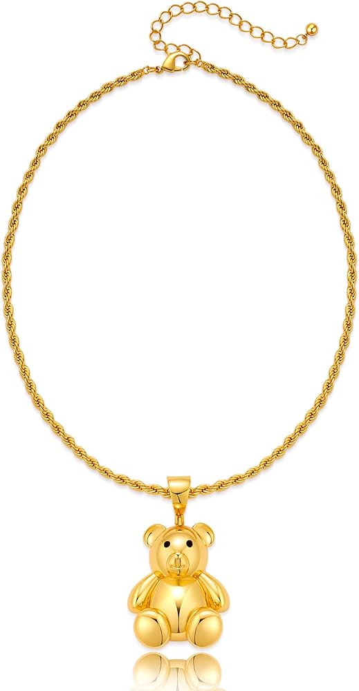 CLASSYZINT Gold Animal Charm Necklace for Women Bear Necklace Boho Chain Jewelry Hypoallergenic N... | Amazon (US)