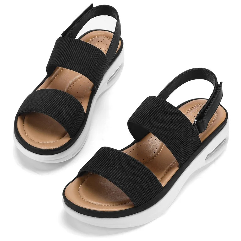 GYMEPIC Women's Walking Sandals Summer Shoes Platform Air Cushion Open Toe | Walmart (US)