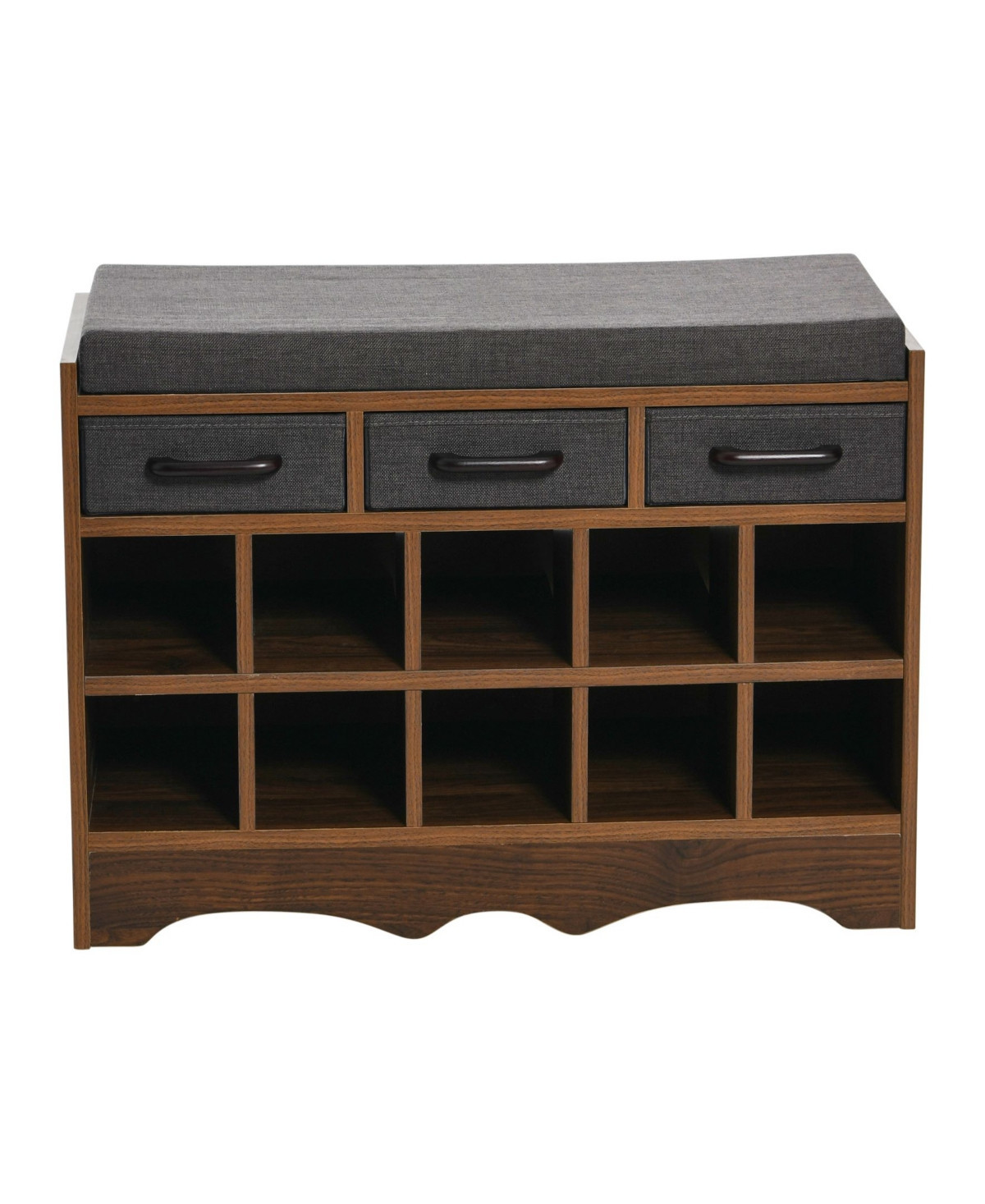 Entryway Shoe Bench with 10 Cubbies - Mid Century Walnut | Macy's