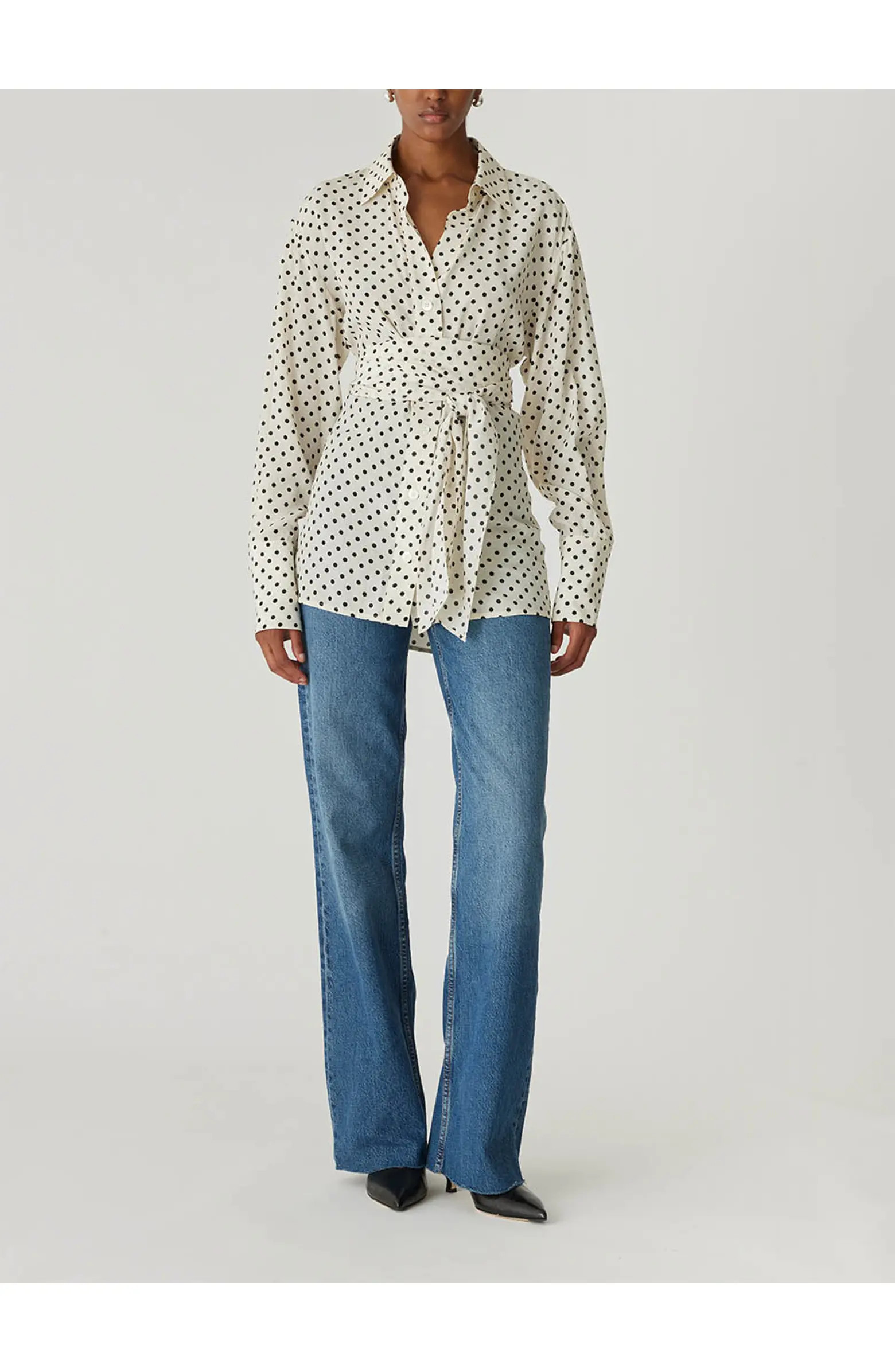 Polka Dot Silky Wrap Shirt | Nordstrom