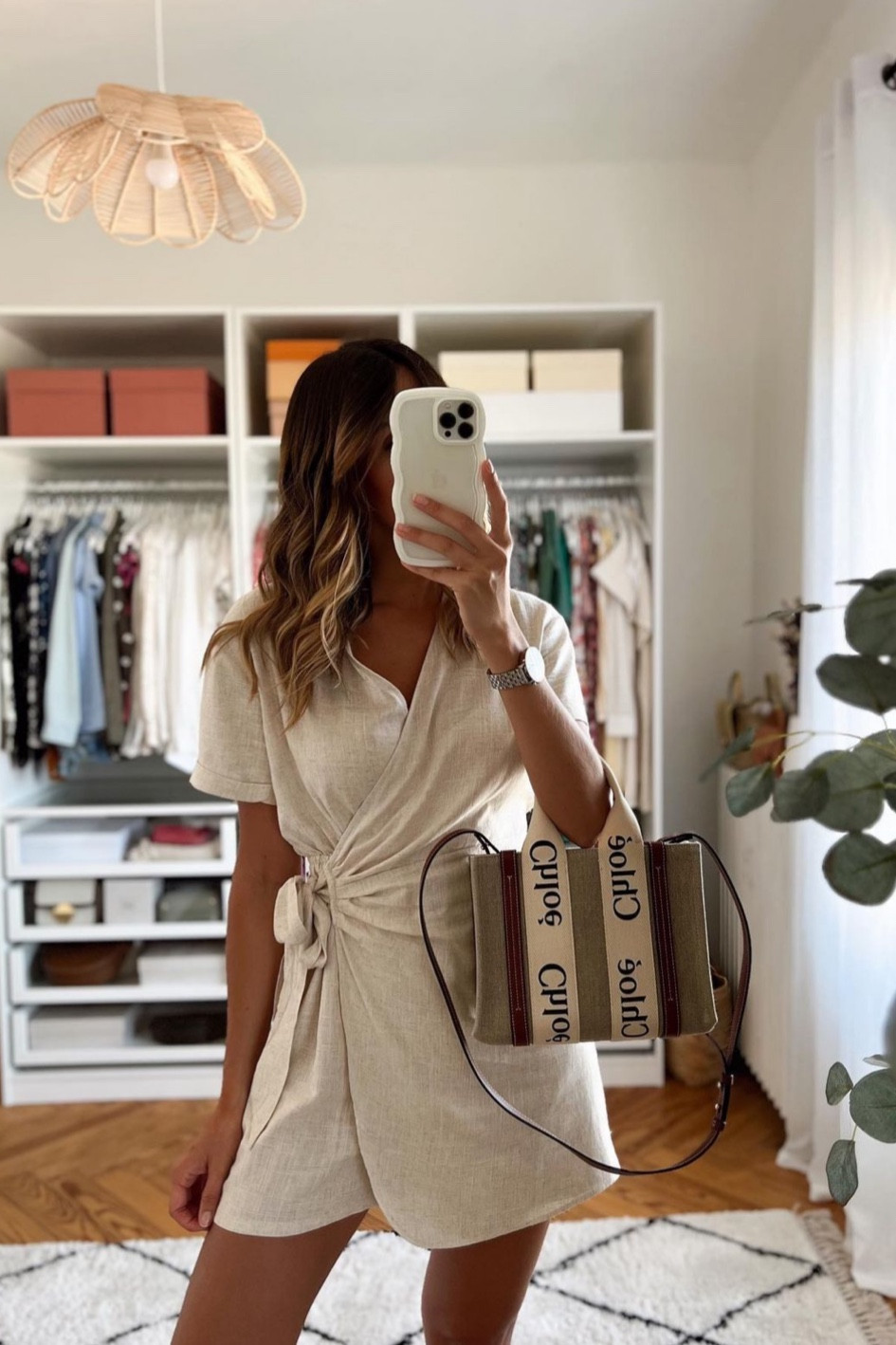 Combinaison short crème Mango, ootd, sac Chloé Woody tote en lin 

#LTKstyletip #LTKSeasonal #LTKitbag