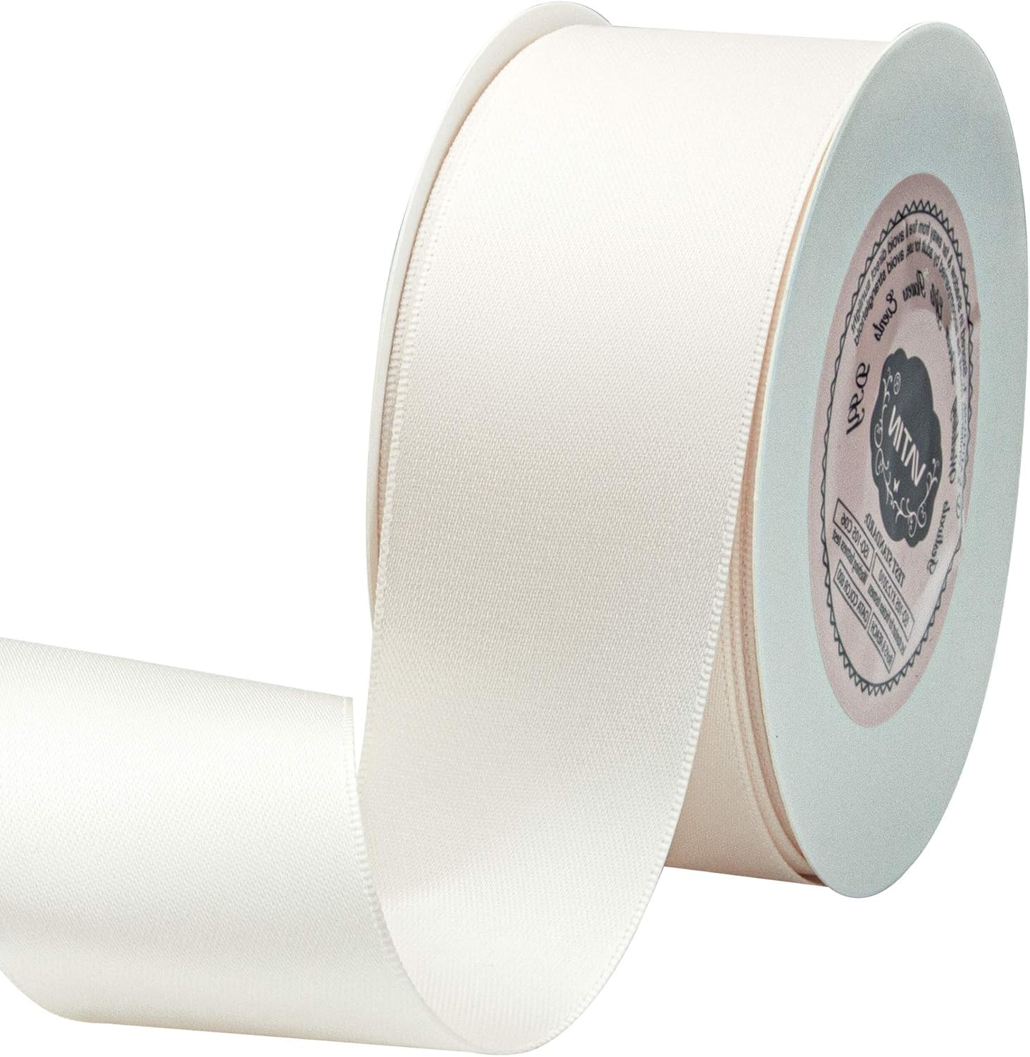 VATIN 1-1/2" Wide Double Faced Polyester Ivory/Antique White/Beige Satin Ribbon Continuous Ribbon... | Amazon (US)