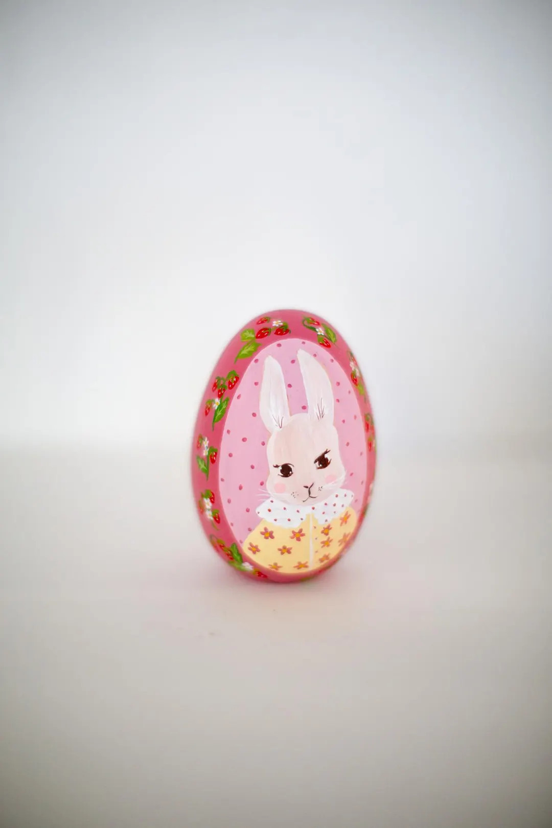 Heirloom Wooden Easter Eggs - Bunny with Strawberries - Hand Painted -  4" Larger Size | Etsy (US)