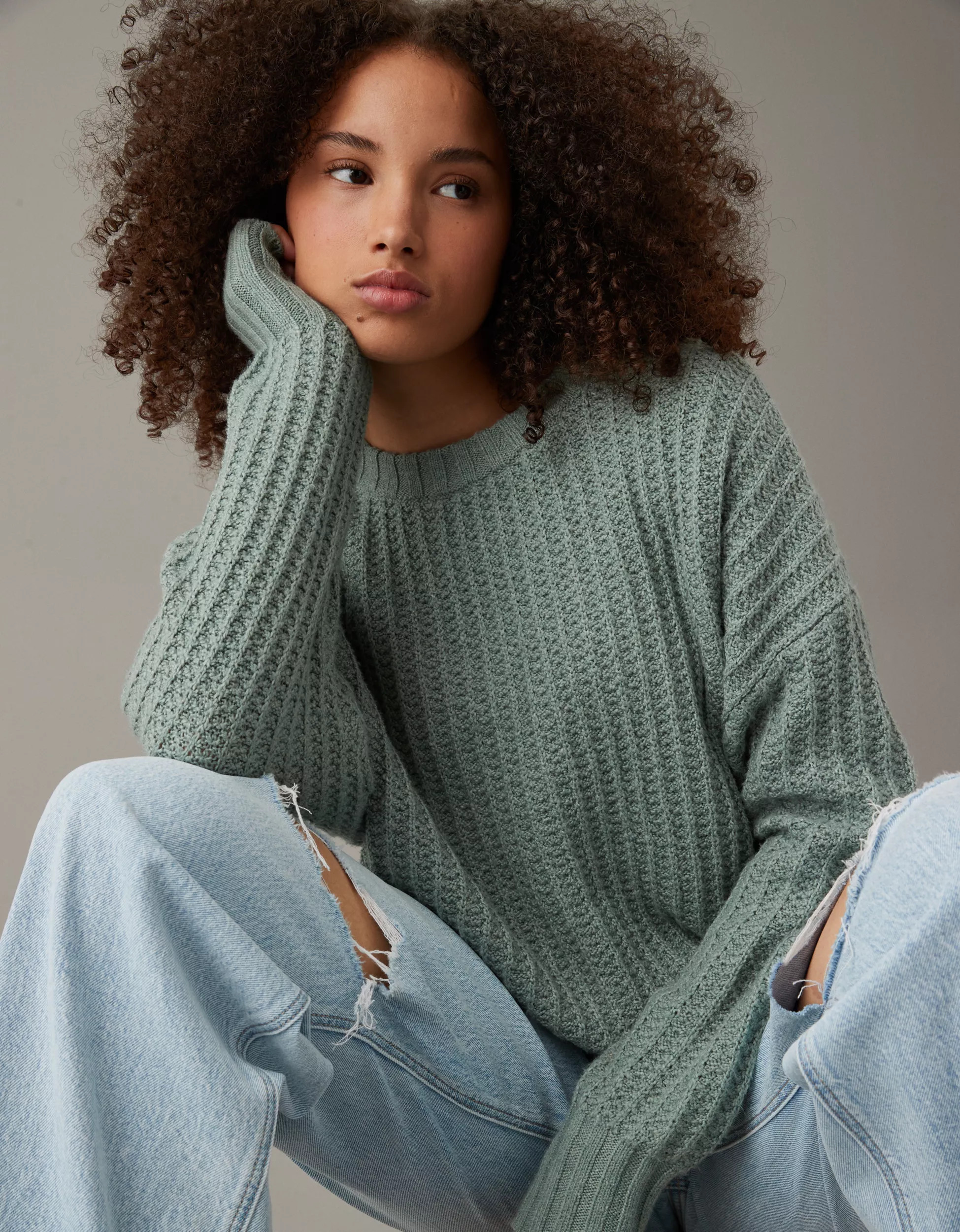 AE Oversized Crew Neck Sweater | American Eagle Outfitters (US & CA)
