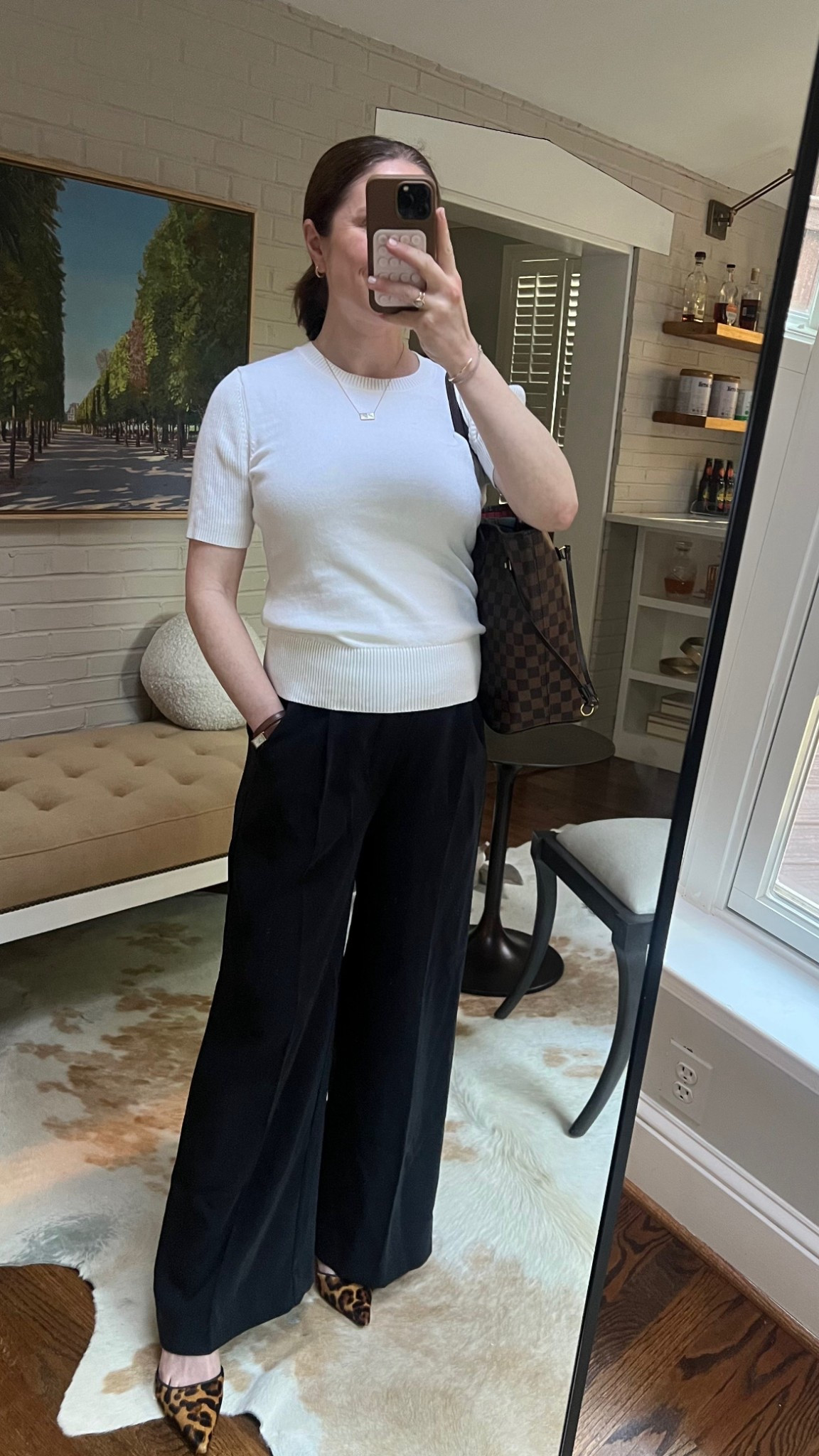Casual spring work outfit 

Tuckernuck pants
525  knit top
Simkhai leopard mules

Office outfit 

#LTKWorkwear #LTKSeasonal