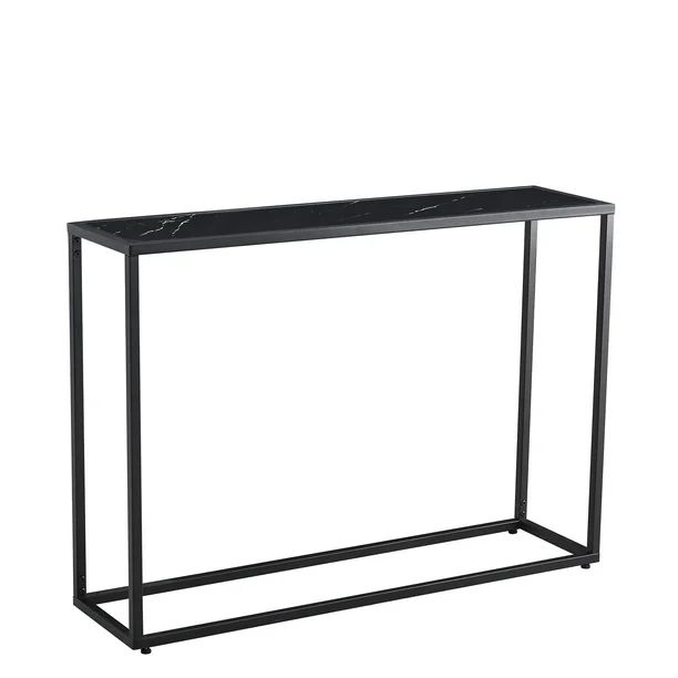 Black Console Table, Contemporary Sofa Accent Table with Marble Tabletop and Sturdy Metal Frame, ... | Walmart (US)