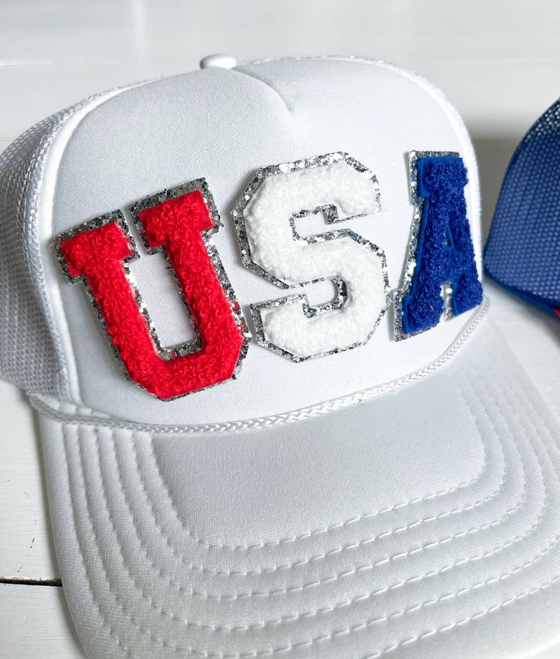 Adult Red White & Blue USA Letter Patch Foam Trucker Hat | Etsy (Global)