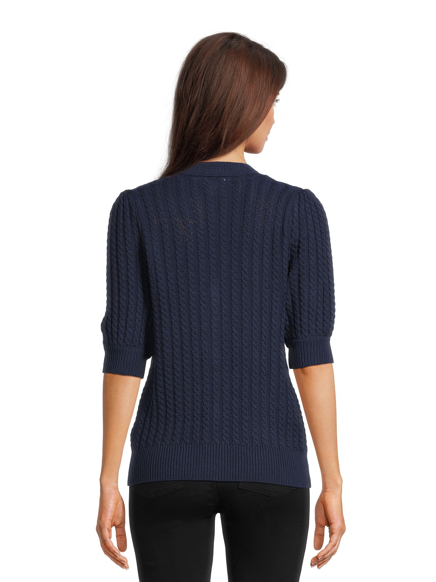 Time and Tru Women's Boyfriend Cardigan Sweater with Elbow Sleeves, Midweight, Sizes XS-XXXL | Walmart (US)