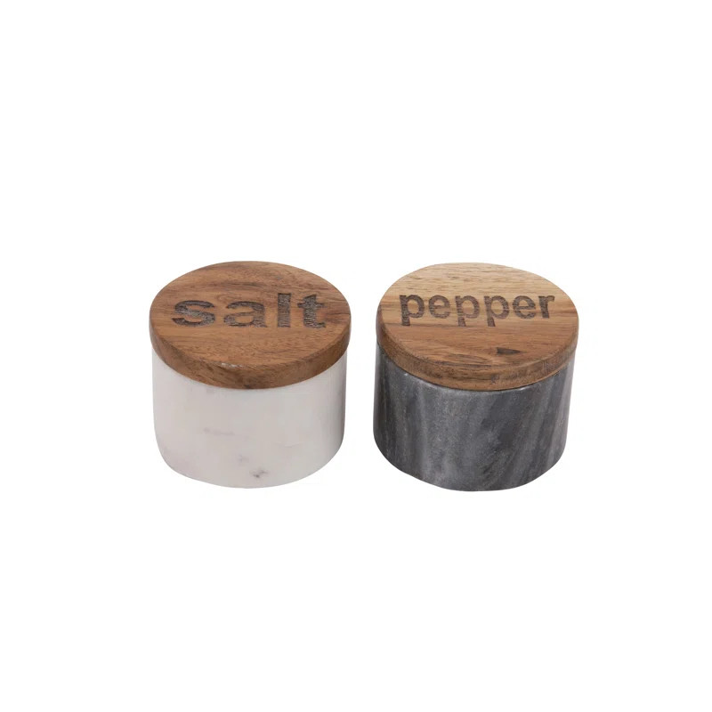Creative Co-Op Marble Salt and Pepper Shaker Set | Wayfair North America