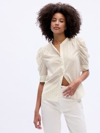 Puff Sleeve Metallic Shirt | Gap Factory