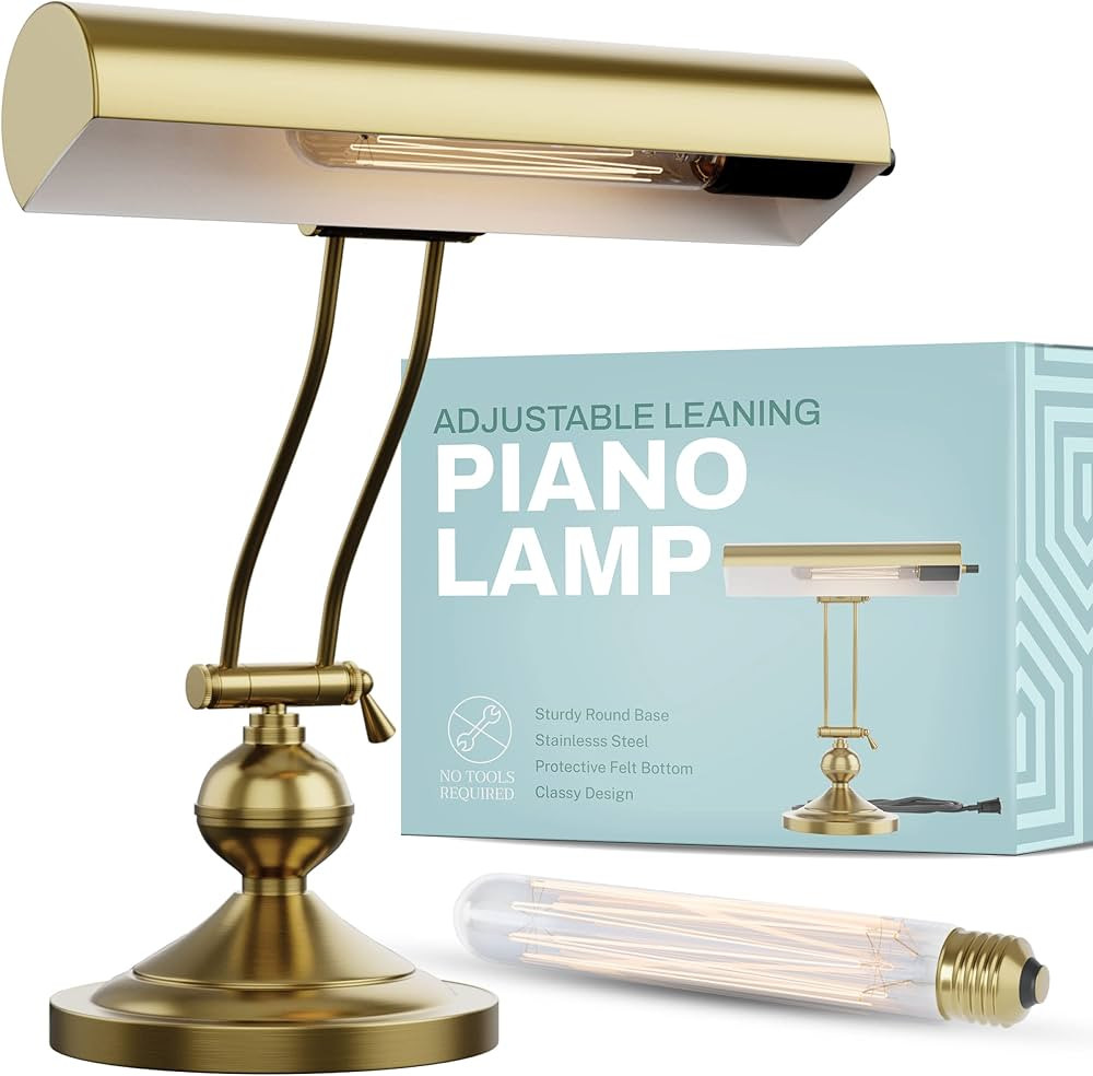 Home Intuition Classic Antique Retro Adjustable Leaning Piano Lamp Banker Desk Light (Brushed Bra... | Amazon (US)