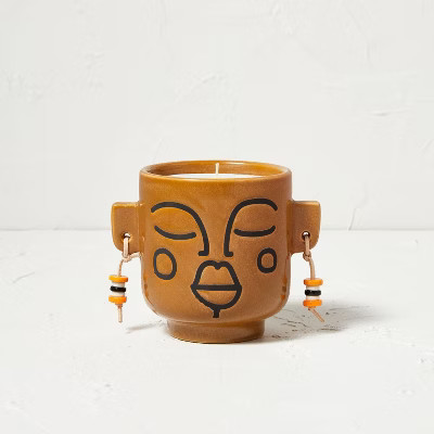 10.5oz Lemon Verbena and Geranium Ceramic Face Candle Yellow - Opalhouse™ designed with Jungalo... | Target