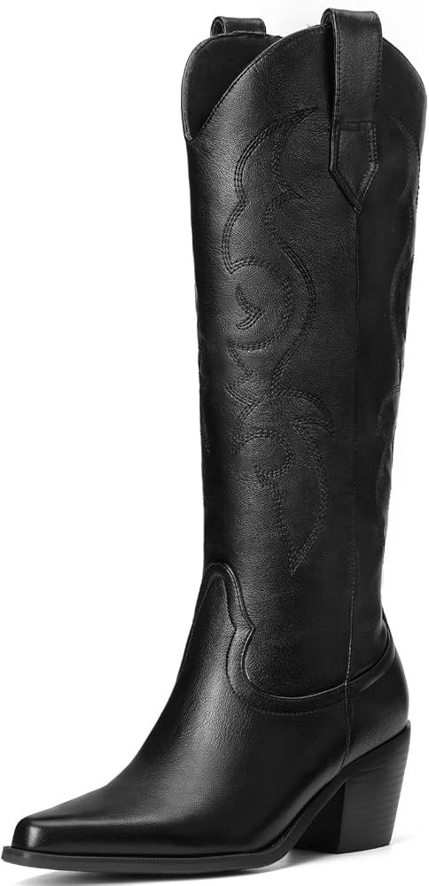 White Cowboy Boots for Women - Wide Calf Rhinestone Cowgirl Boots, Women Knee High Western Boots,... | Amazon (US)