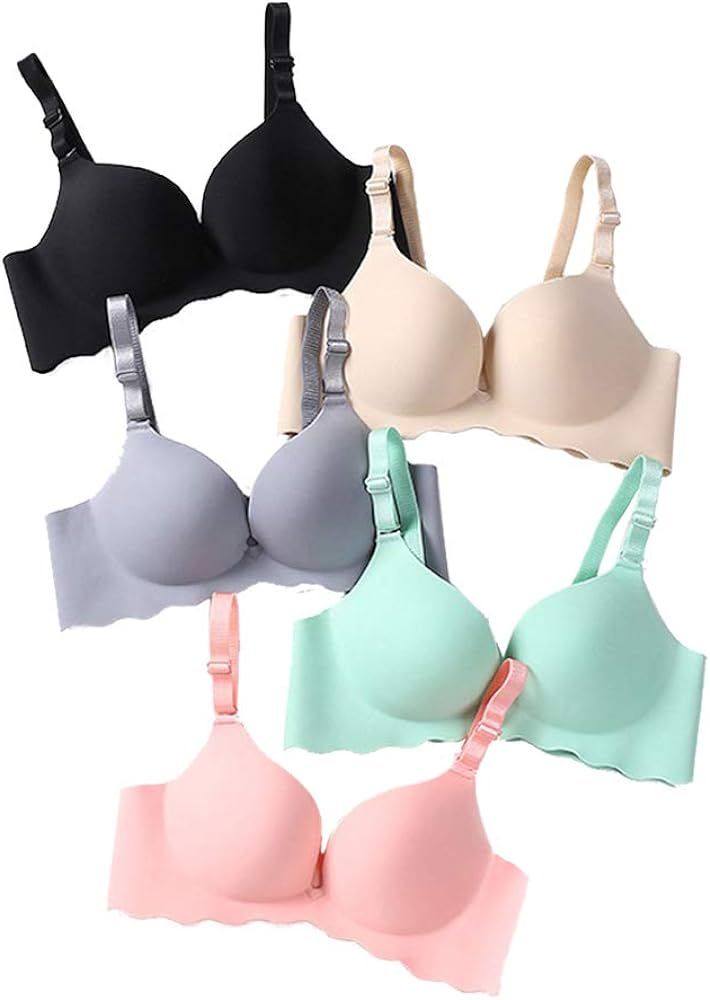 Pack of 5,Women Comfort No Wire Bras Seamless No Show Bra Pack | Amazon (US)
