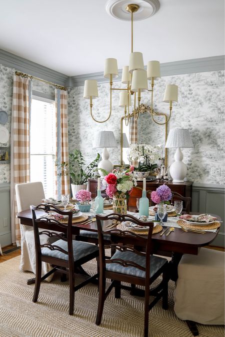 Oh, the beauty of summer flowers! They brighten my classic wallpapered dining room.

#LTKHome