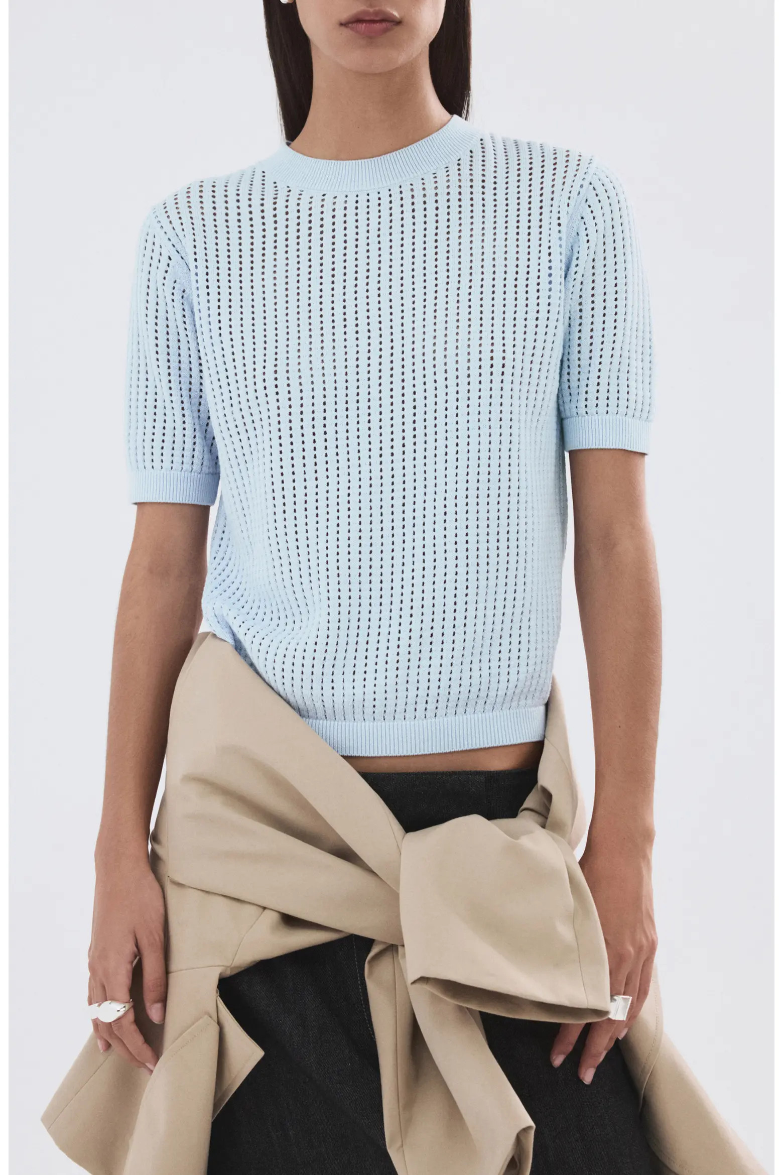 MANGO Pera Open Stitch Crewneck Sweater (Women) | Nordstrom | Nordstrom