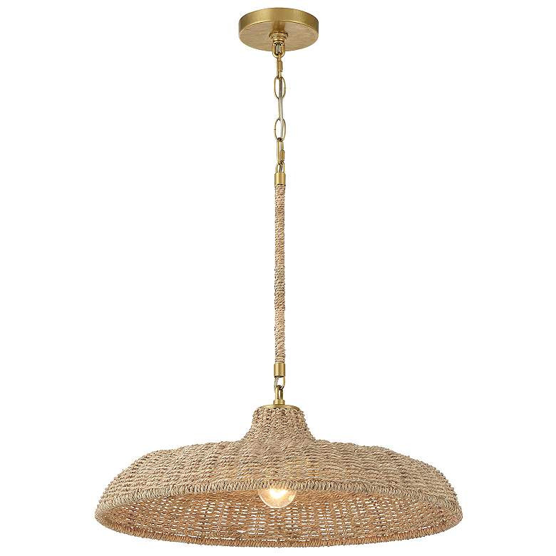 Crystorama Odessa 20 1/2" WIde Gold and Natural Rope Pendant | Lamps Plus