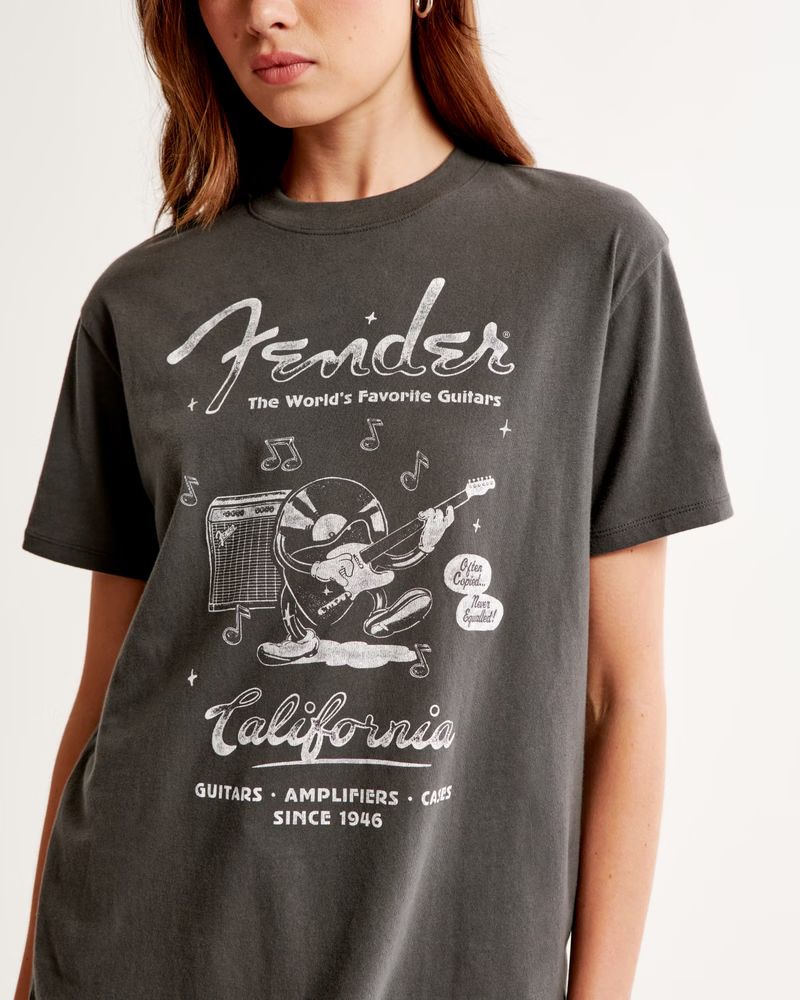 Oversized Boyfriend Fender Graphic Tee | Abercrombie & Fitch (US)