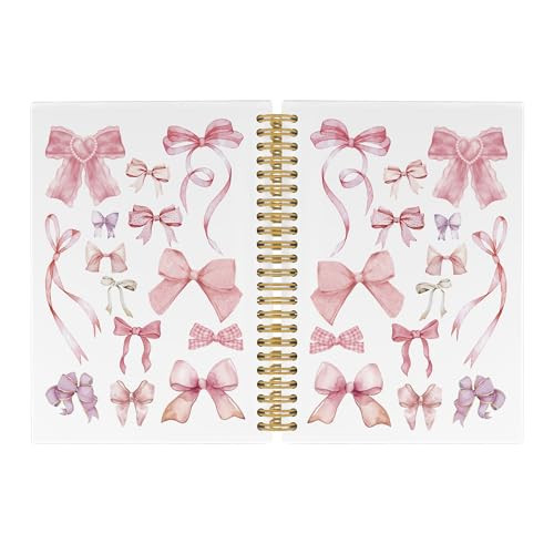 Pugwak Coquette Bows Journal Notebook - Trendy Preppy Funky Pink Notebooks College Ruled for Teen Girls Women Teacher, Office Back to School Supplies, Hardcover Spiral Notebook 5.5"x8.3" | Amazon (US)