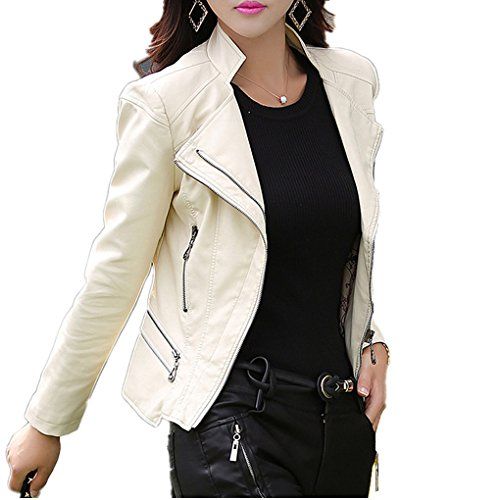 Autumn Winter Women PU Leather Coat Female Slim Rivet Leather Jacket | Amazon (US)