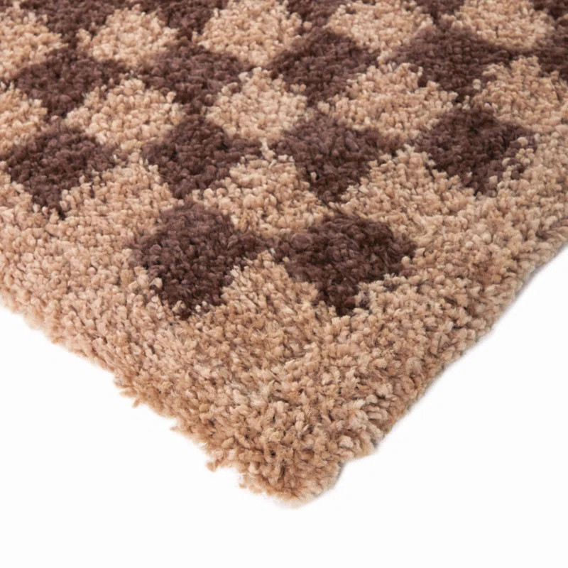 Walker Checkered Wine Shag Area Rug | Wayfair North America