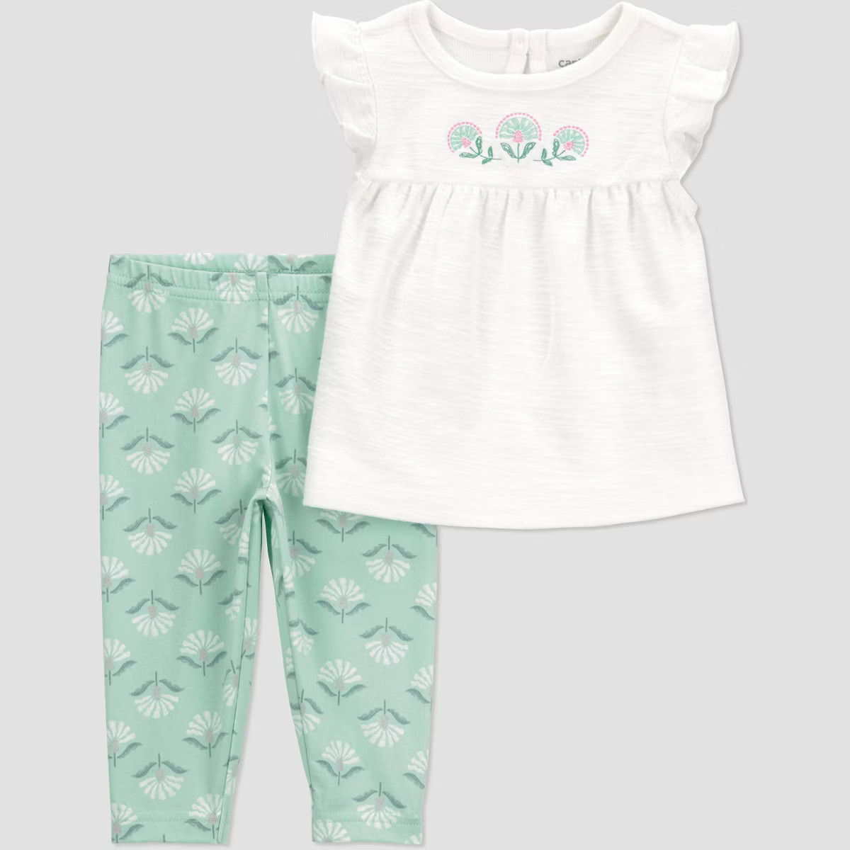 Carter's Just One You® Baby Girls' 2pc Floral Ruffle Tank and Leggings Set- Green | Target