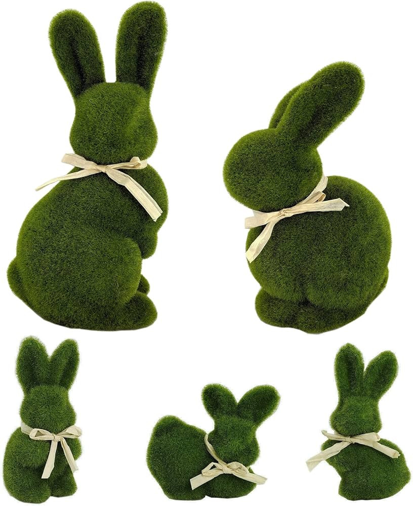 Nature Vibe Easter Bunny Decor Set of 5(H 10/5 Inches), Faux Moss Bunny Figurines for Spring Deco... | Amazon (US)