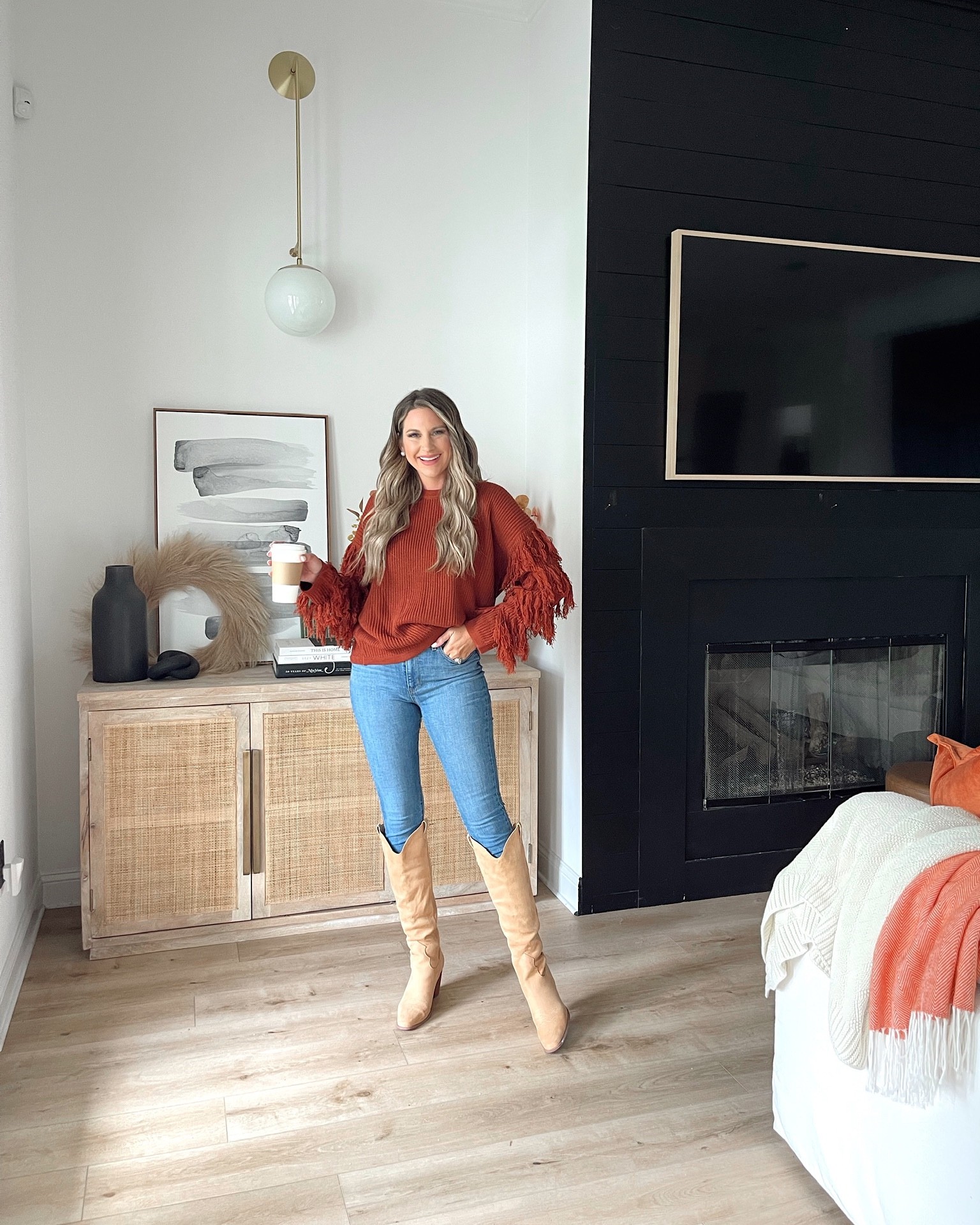 In a small sweater and size 28 jeans for fall from Amazon - all fits TTS.

#LTKstyletip #LTKSeasonal #LTKunder50