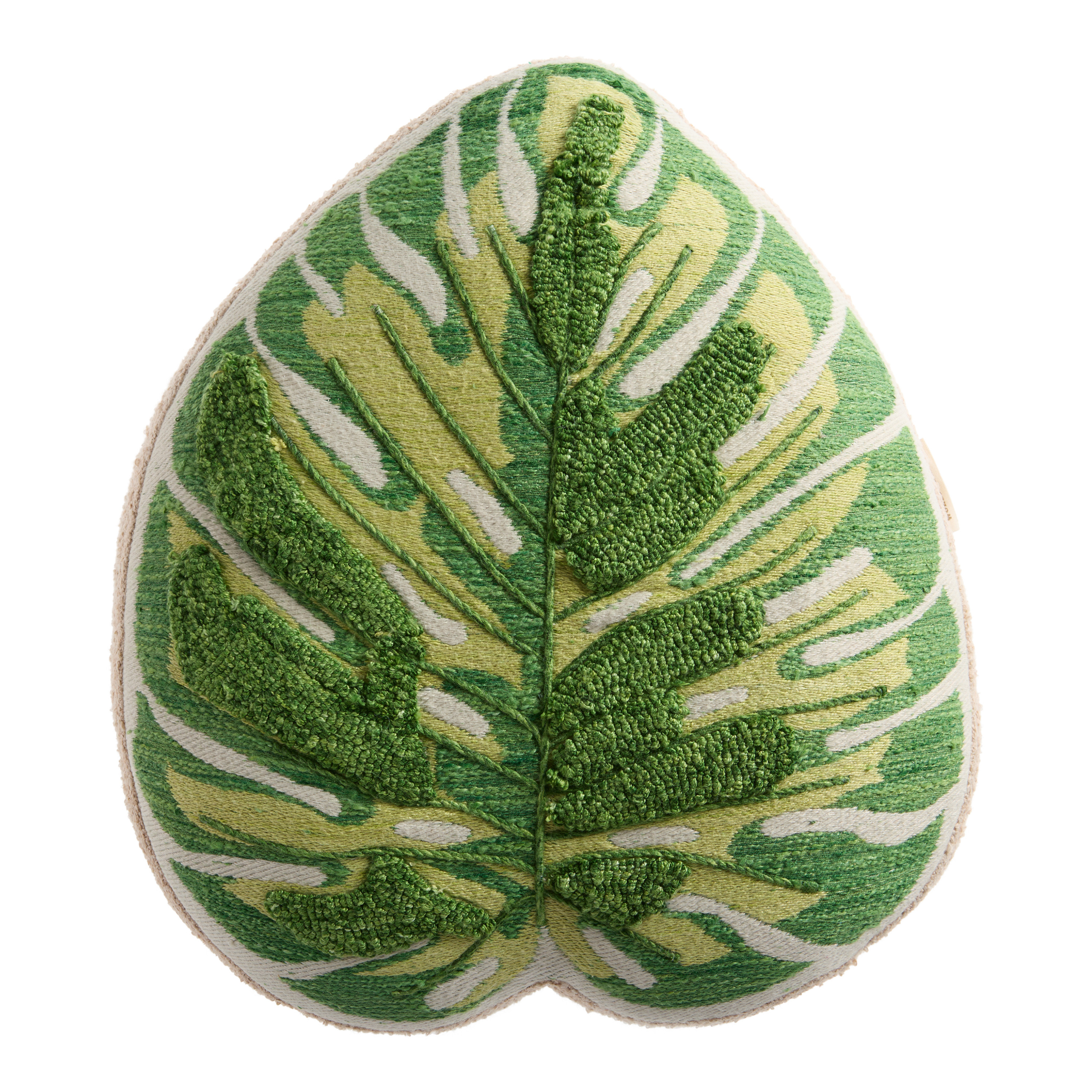Green Monstera Leaf Shaped Indoor Outdoor Throw Pillow | World Market