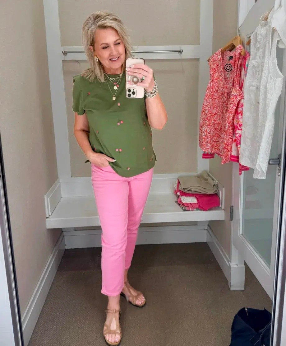 Talbots favorites from my try on! Graphic tee is a large and pink cropped jeans are a size 8. 

#LTKWorkwear #LTKootd #LTKOver40