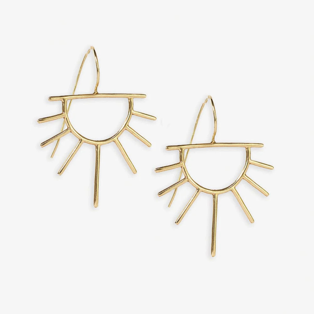 Gretchen Half Sun Threader Earrings Brass | INK+ALLOY