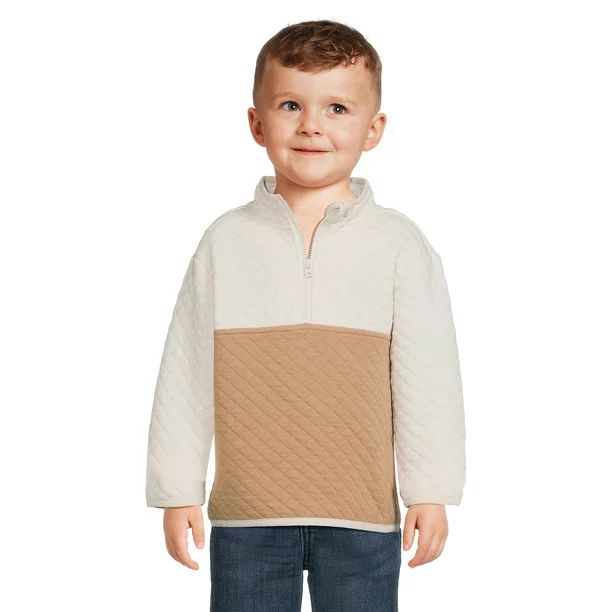 Wonder Nation Baby and Toddler Boy Quarter Zip Quilted Jacket, Sizes 12M-5T | Walmart (US)