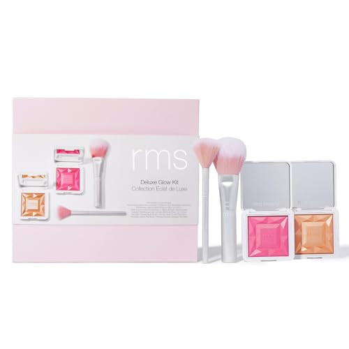 RMS Beauty Deluxe Glow Kit - Makeup Gift Set with Highlighter, Powder Blush, Blush Brush, & Fan Brush, Holiday Gift Set, Beauty Gifts for Women | Amazon (US)