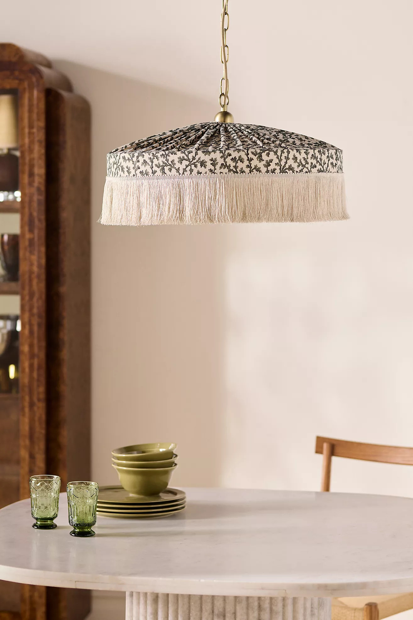Sinclair Tassel-Fringed Linen Pendant | Anthropologie (US)
